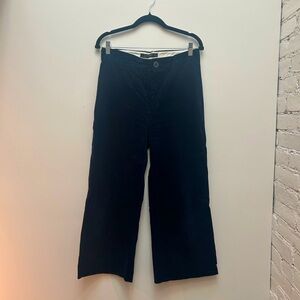 Zara Navy Corduroy Cropped Wide-Leg Pants size S